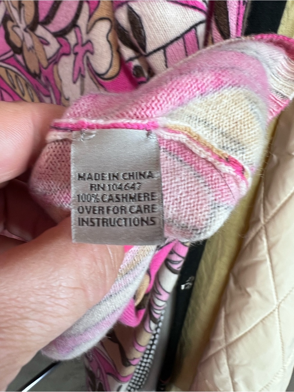 KINROSS Pink Floral Pattern 100% Cashmere Luxury Mod Crewneck Sweater, L - Picture 10 of 11